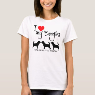 Camiseta Personalizado Amo Mis Tres Beagles