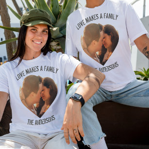 Camiseta personalizado amor foto forma corazón y texto