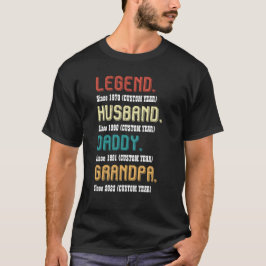 Camiseta Personalizado Año leyenda vintage Esposo papá abue