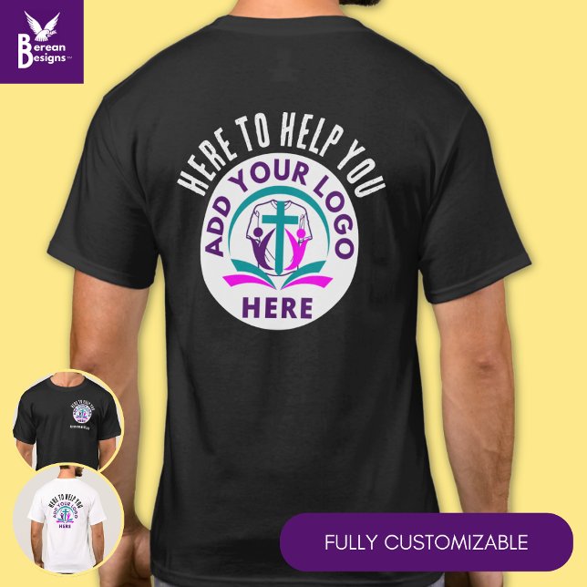Camiseta Personalizado AQUÍ PARA AYUDARLE A DESARROLLAR EL  (HERE TO HELP Staff Team Member Customer Service Group T-shirt with CUSTOMIZABLE logo and text. )