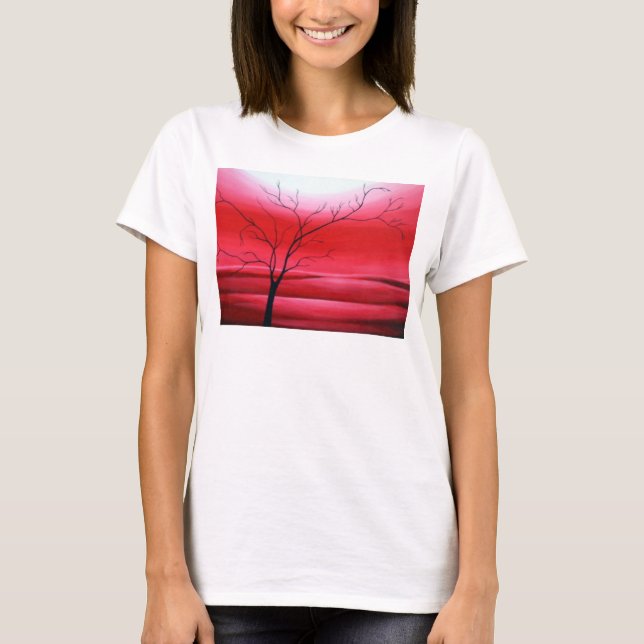 Camiseta Personalizado Árbol de moda rojo blanco elegante m (Anverso)