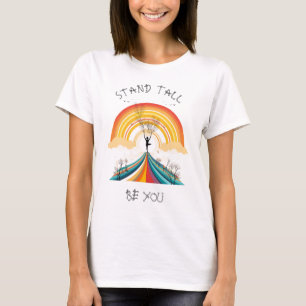 Camiseta Personalizado, Arcoiris, Yoga, pose de árbol, Posi