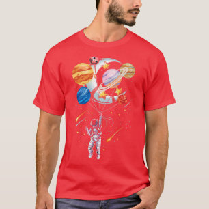Camiseta Personalizado Astronauta Espacio Planetas de globo
