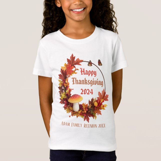 Camiseta Personalizado Autumn deja feliz día de gracias (Anverso)