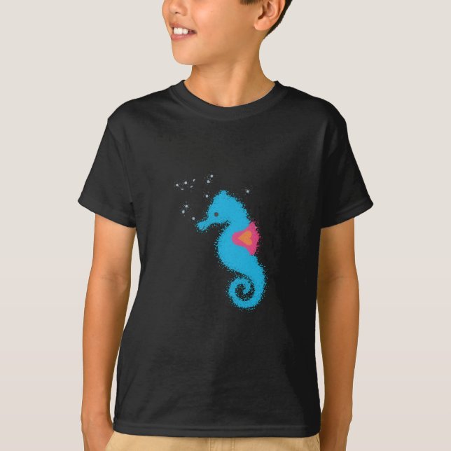 Camiseta Personalizado azul caballito de mar (Anverso)