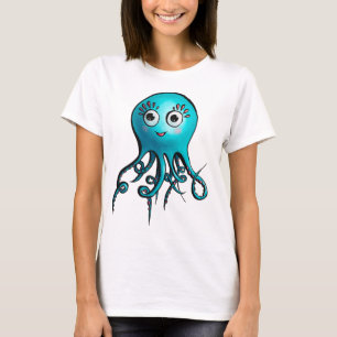 Camiseta Personalizado azul de pulpo lindo animal