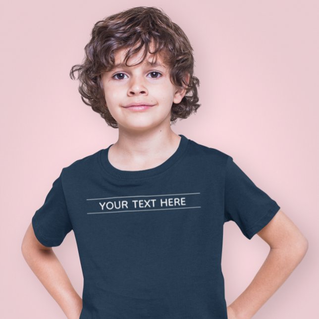 Camiseta Personalizado Azul marino oscuro básico Añadir tu  (Custom Basic Dark Navy Blue Add Your Text Kid Boy T-Shirt)
