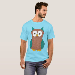 Camiseta Personalizado Azul Marrón Owl Owls Bird Tee Shirt