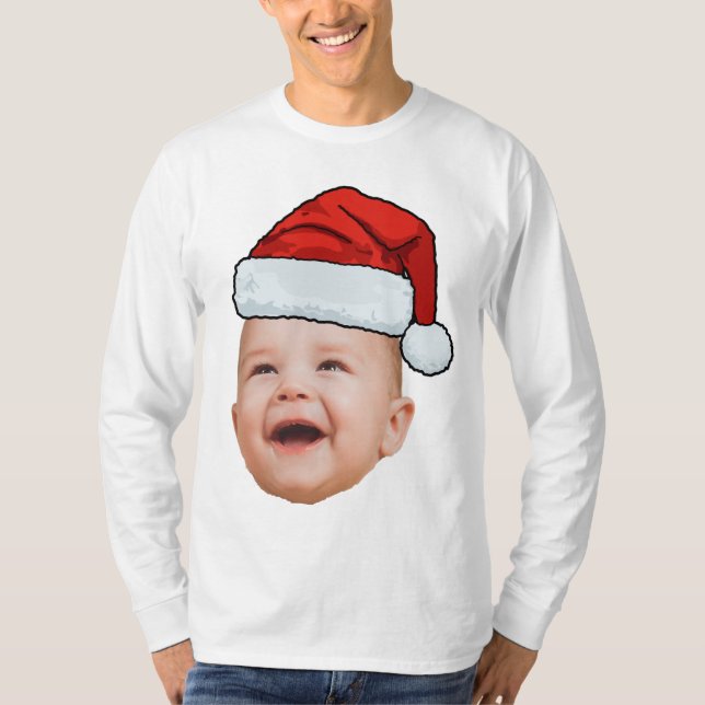 Camiseta Personalizado Baby Face Foto Santa Hat Navidades (Anverso)