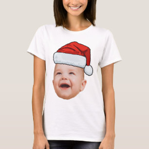 Camiseta Personalizado Baby Face Foto Santa Hat Navidades
