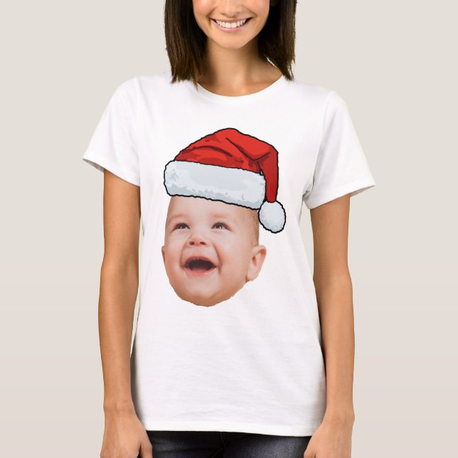 Camiseta Personalizado Baby Face Foto Santa Hat Navidades (Anverso)