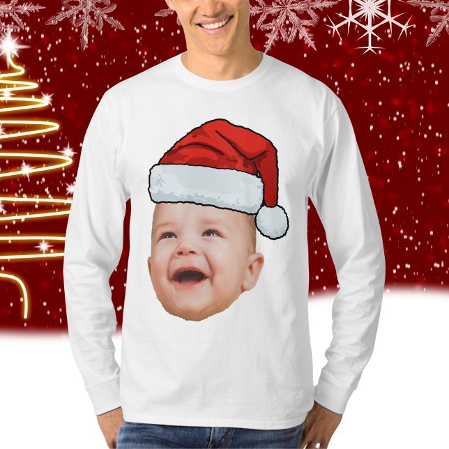 Camiseta Personalizado Baby Face Foto Santa Hat Navidades (Subido por el creador)