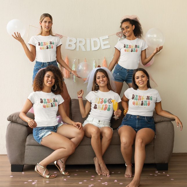 Camiseta Personalizado Bachelorette Party Retro Dancing Que (Subido por el creador)