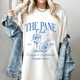 Camiseta Personalizado Bachelorette Retro Cóctel Azul