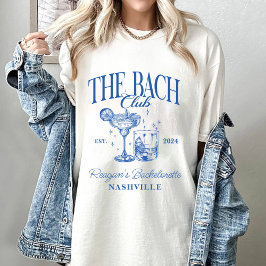 Camiseta Personalizado Bachelorette Retro Cóctel Azul
