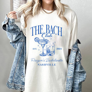 Camiseta Personalizado Bachelorette Retro Cóctel Azul