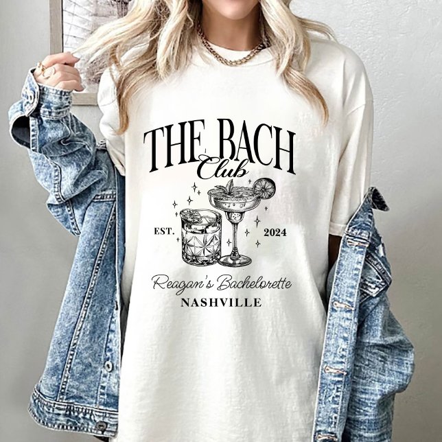 Camiseta Personalizado Bachelorette Retro Cóctel Negro (Subido por el creador)