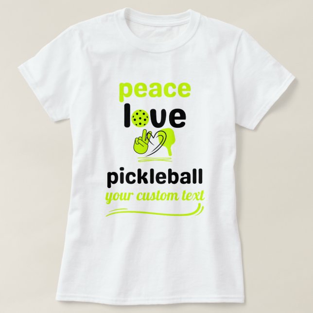 Camiseta personalizado Baloncesto Texto verde Paz y Amor (Diseño del anverso)