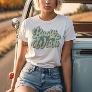 Camiseta Personalizado básico estilo retro bruja otoño