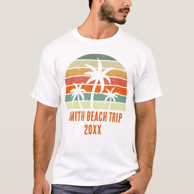 Camiseta Personalizado Beach Palm Tree Vacation Trip (Anverso)