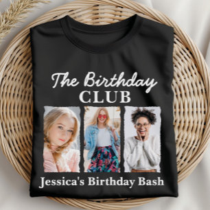 Camiseta Personalizado Birthday Club con 3 fotos y nombre