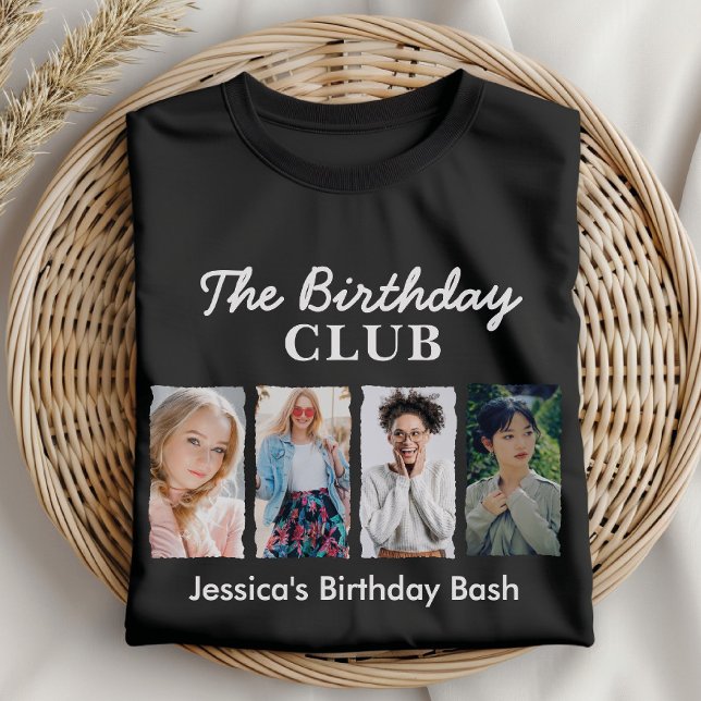 Camiseta Personalizado Birthday Club con 4 fotos y nombre (Subido por el creador)