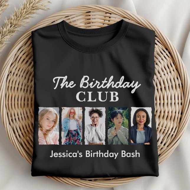 Camiseta Personalizado Birthday Club con 5 fotos y nombre (Subido por el creador)