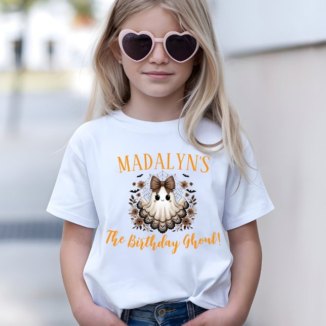 Camiseta Personalizado Birthday Ghoul (Halloween Birthday Ghoul Shirt with Lace Ghost)