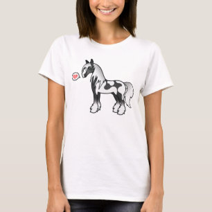 Camiseta Personalizado Black Piebald Gypsy Vanner Shire Lov