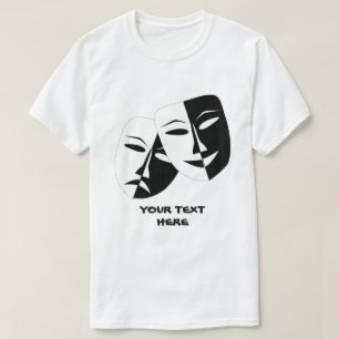 Camiseta Personalizado blanco negro de tragedia de comedia 