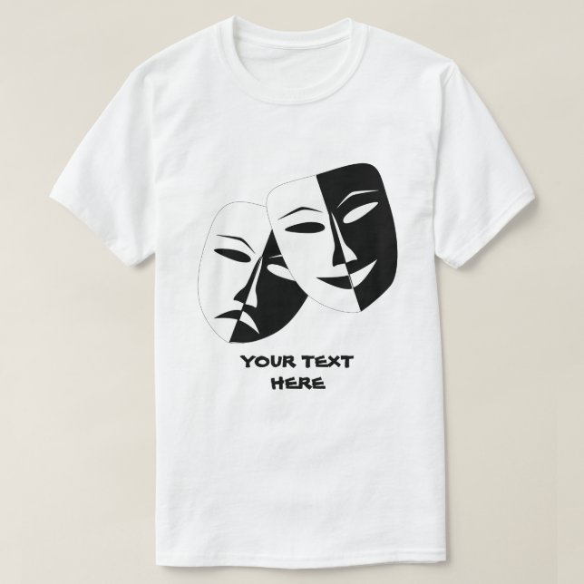 Camiseta Personalizado blanco negro de tragedia de comedia  (Diseño del anverso)
