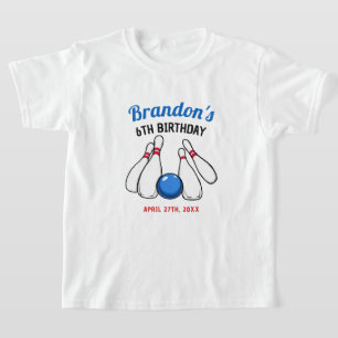 Camiseta Personalizado Blue & Red Bowling Kids 6º cumpleaño