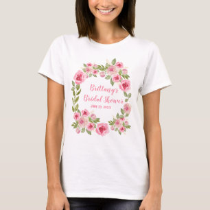 Camiseta Personalizado Bridal Shower Wild Pink Roses Greene