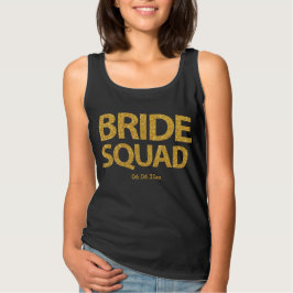 Camiseta Personalizado Bride Squad Golden Sequins Black Tan