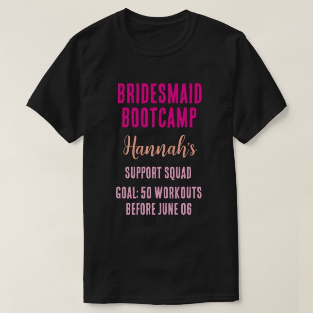 Camiseta Personalizado Bridesmaid Bootcamp (Diseño del anverso)