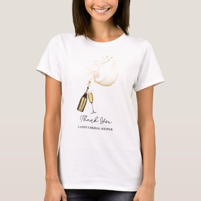 Camiseta Personalizado Brunch & Bubbly Gold Bridal Shower T (Anverso)