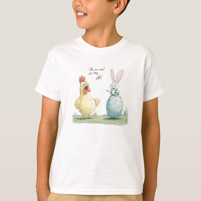 Camiseta Personalizado Bunny Chick Egg Easter Fun (Anverso)