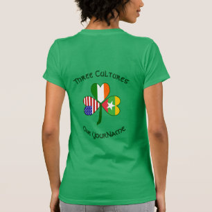Camiseta Personalizado Burma Myanmar Irlanda USA Trébol