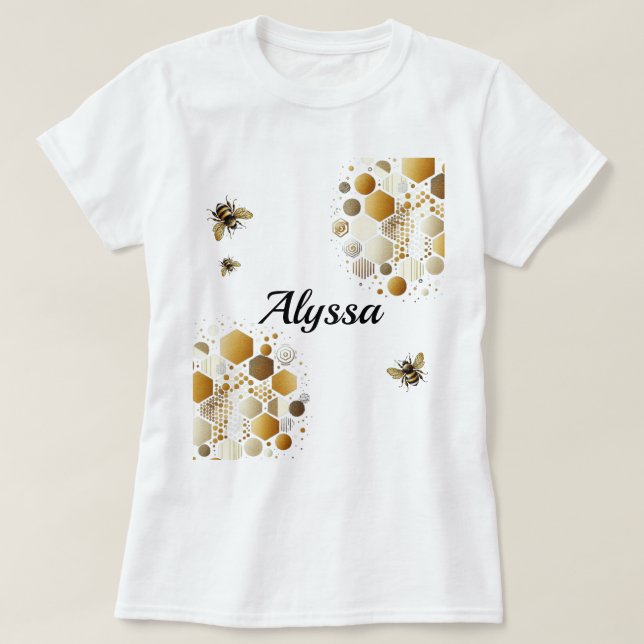 Camiseta Personalizado Busy Bee en Honeycomb: Hexageres y C (Diseño del anverso)