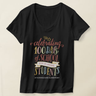 Camiseta Personalizado celebra 100 días de profesor escolar