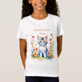 Camiseta Personalizado Chica de cumpleaños de Little Kitten