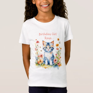 Camiseta Personalizado Chica de cumpleaños de Little Kitten