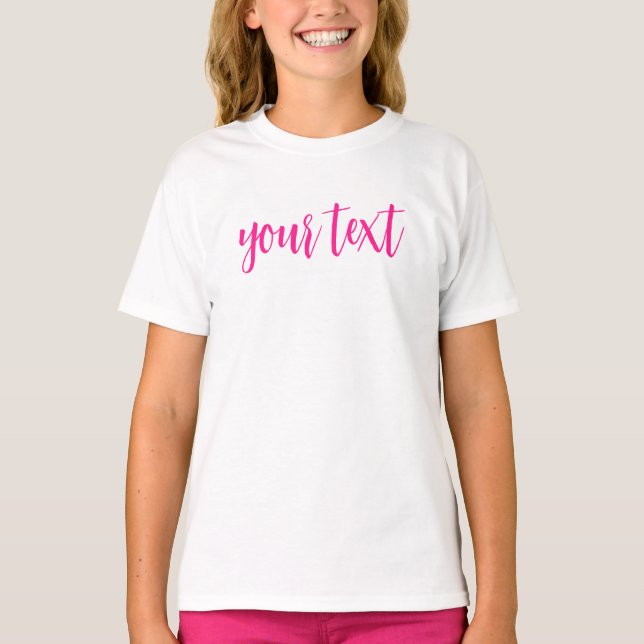 Camiseta Personalizado Chicas Caligrafía Rosada Textos (Anverso)