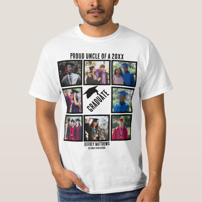 Camiseta Personalizado Collage de fotos de graduación con t (Anverso)