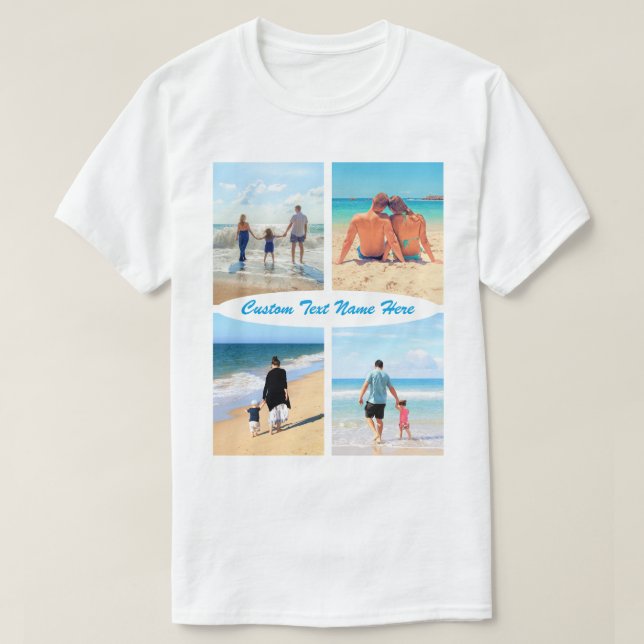 Camiseta Personalizado Collage de fotos Mensajes de texto c (Diseño del anverso)