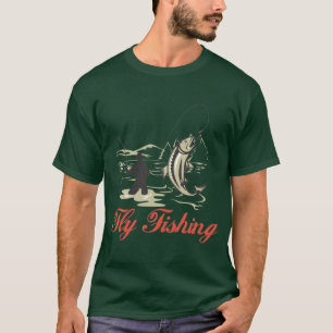 Camiseta Personalizado colorido atrapando a un pez mosca