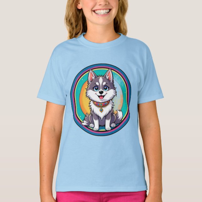 Camiseta Personalizado colorido Perro feliz (Anverso)