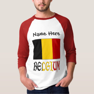 Camiseta Personalizado con la bandera de Bélgica y Bélgica
