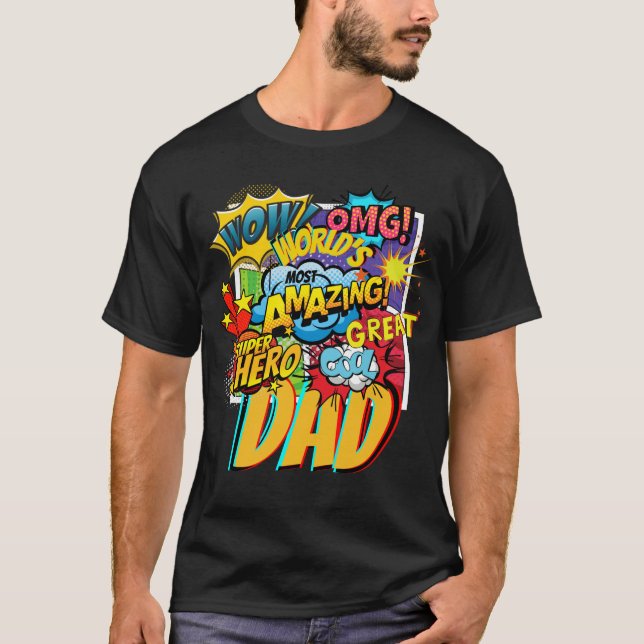 Camiseta Personalizado con marca DAD Gift - Comic Superhero (Anverso)