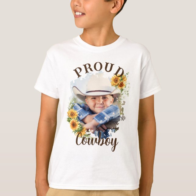 Camiseta Personalizado Cowboy Photo Text Accent (Anverso)